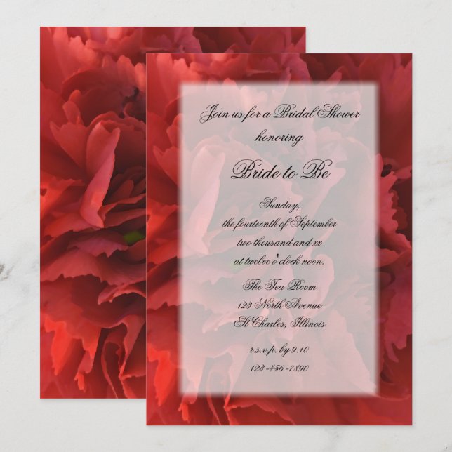 Red Floral Bridal Shower Invitation (Front/Back)