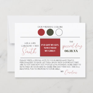 Red Floral Bridesmaid Proposal Detail Card