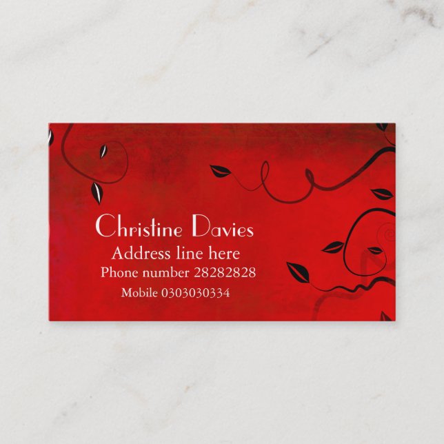 Red floral business card (Front)