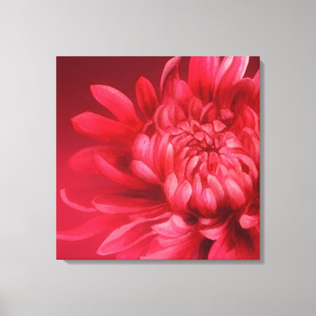 Red floral canvas original fine-art print (Front)