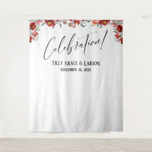 Red Floral Celebration! Photo Backdrop Tapestry
