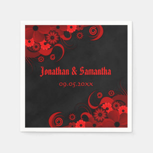 Red Floral Chalkboard Gothic Wedding Paper Napkin