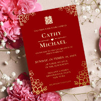 Red floral Chinese wedding cherry blossom