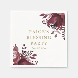 Red Floral Christian Mother and Baby Blessing Napkin