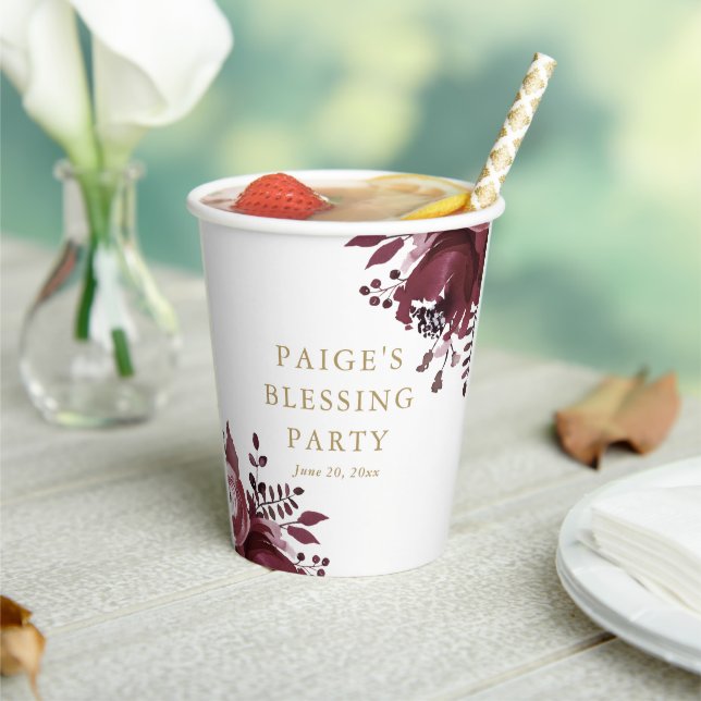 Red Floral Christian Mother and Baby Blessing Paper Cups (Insitu)