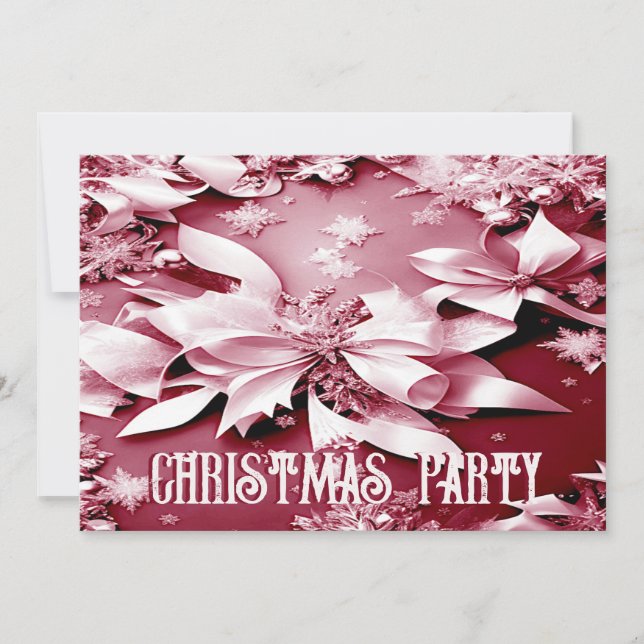 Red Floral Christmas Holiday Party Invitation (Front)