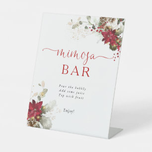 Red Floral Christmas Mimosa Bar Sign