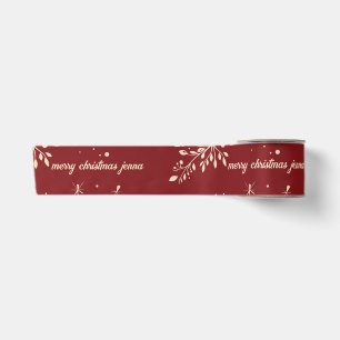 Red Floral Christmas Pattern Satin Ribbon