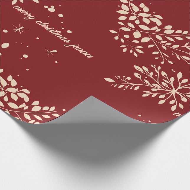 Red Floral Christmas Pattern Wrapping Paper (Corner)