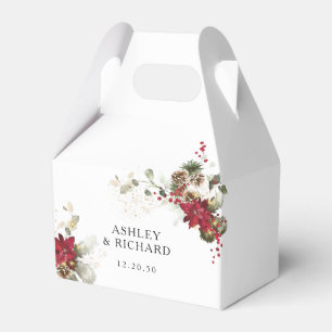 Red Floral Christmas Wedding Favour Boxes
