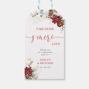 Red Floral Christmas Wedding Gift Tag