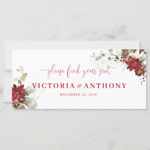 Red Floral Christmas Wedding Head Table Sign