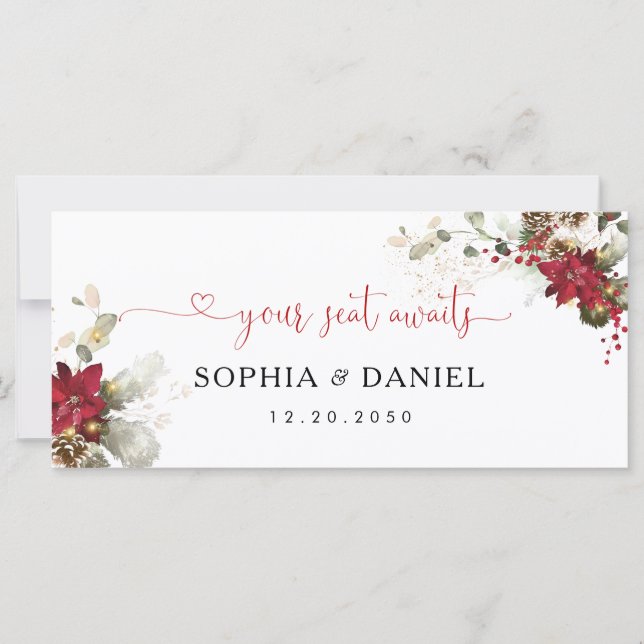 Red Floral Christmas Wedding Head Table Sign (Front)