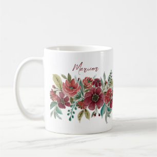 Red Floral Coffee Mug