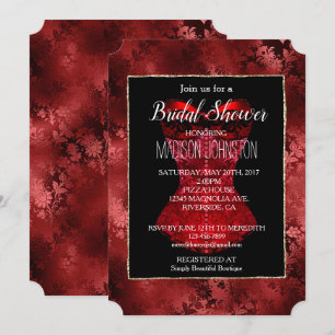 Red Floral Corset Bridal Invitation