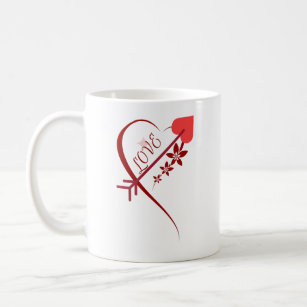 Red floral cupid arrow heart valentine's day   coffee mug