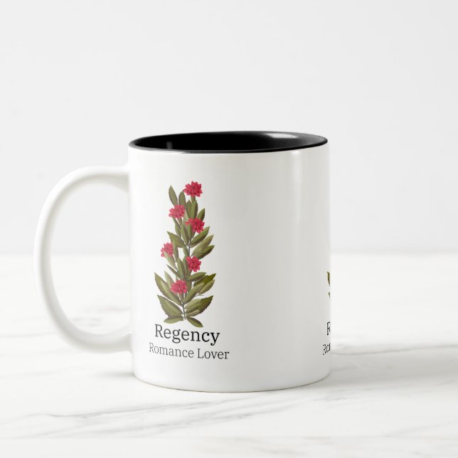 Red floral design mug romance lovers, book lovers (Left)