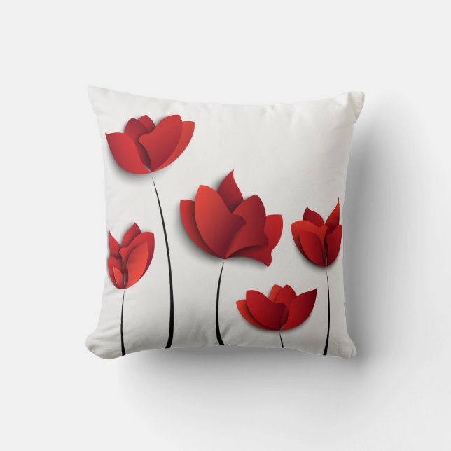 Red floral design pillow (Front)