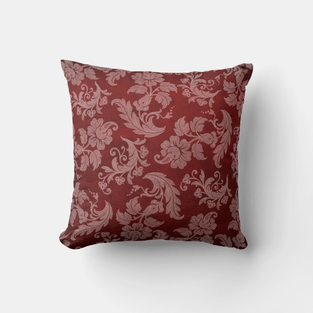 Red Floral Designed Pillow 1 (Front)