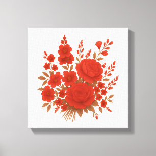 Red Floral Elegant Rose Bouquet Botanical Print