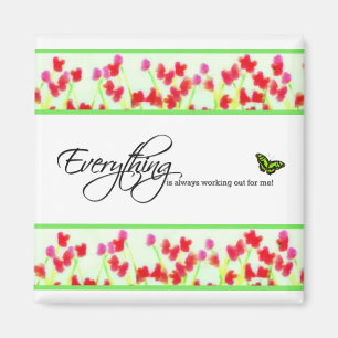 Red Floral - Everything is always working out Magnet