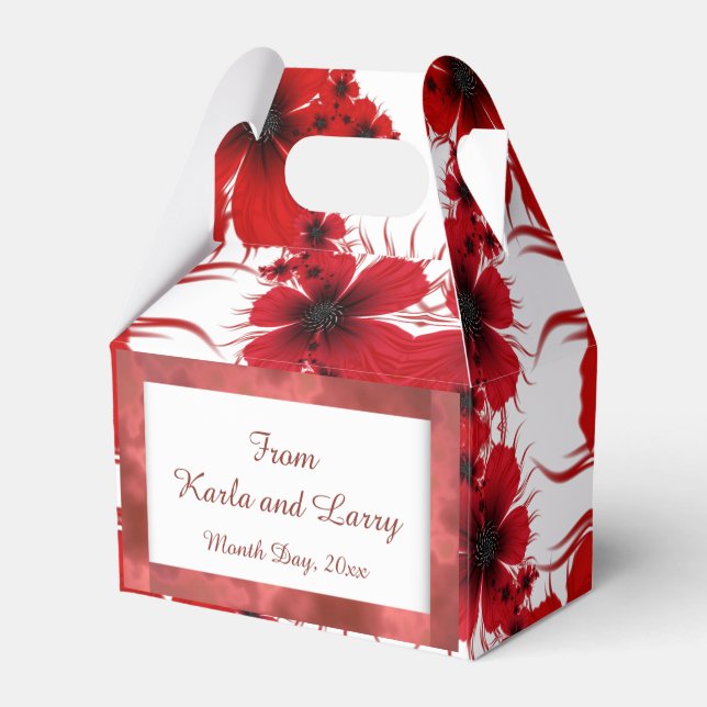 Red Floral Favour Box (Back Side)