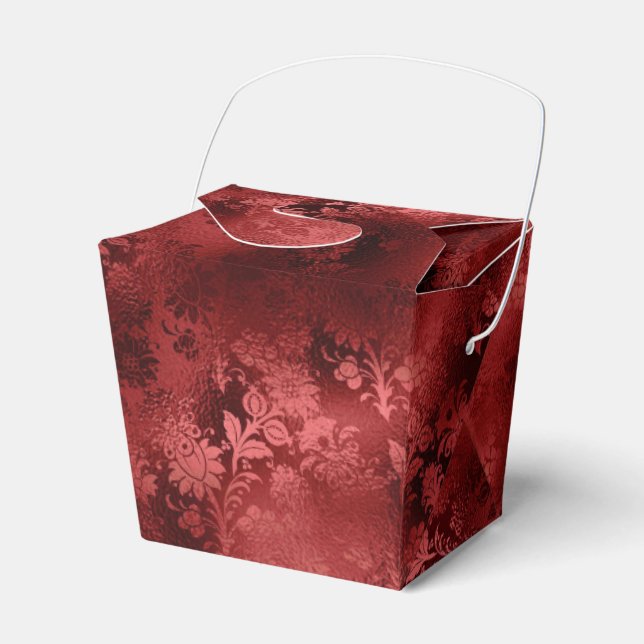 Red Floral Favour Box (Front Side)