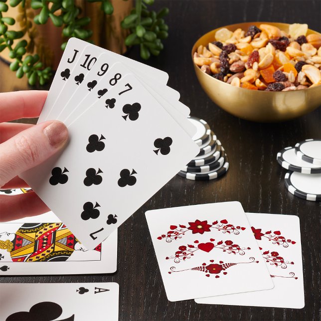 Red Floral Flourishes Playing Cards (Creator Uploaded)