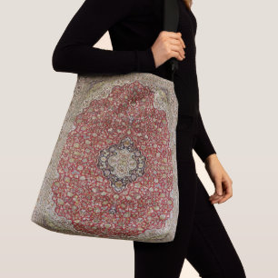 Red floral flower persian turkish pattern elegant crossbody bag