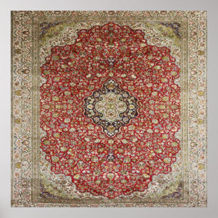 Red floral flower persian turkish pattern elegant poster
