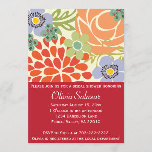 Red Floral Garden Bridal Shower Invitation