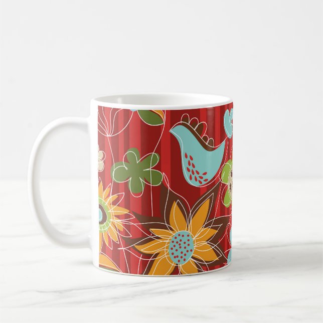 Red Floral Garden Mug (Left)