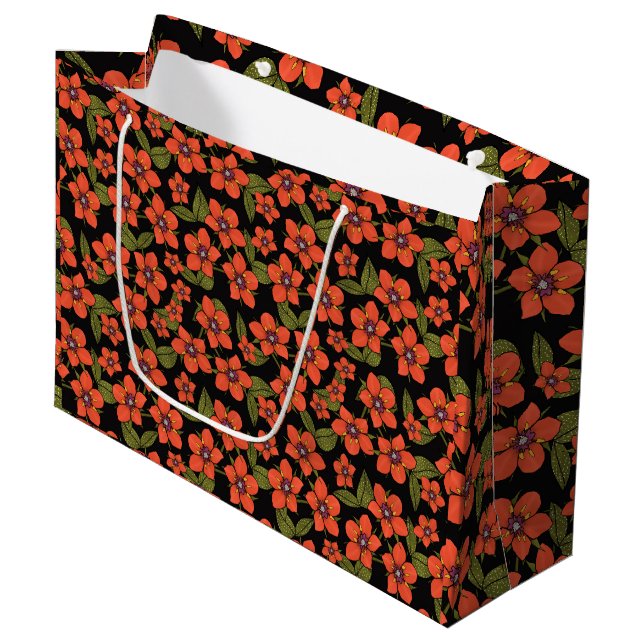 Red floral Gift Bag (Front Angled)