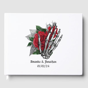 Red Floral Gothic Wedding Guest Book