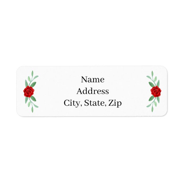 Red Floral Greenery Foliage Address Labels (Front)