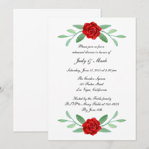 Red Floral Greenery Foliage Rehearsal Dinner Invitation