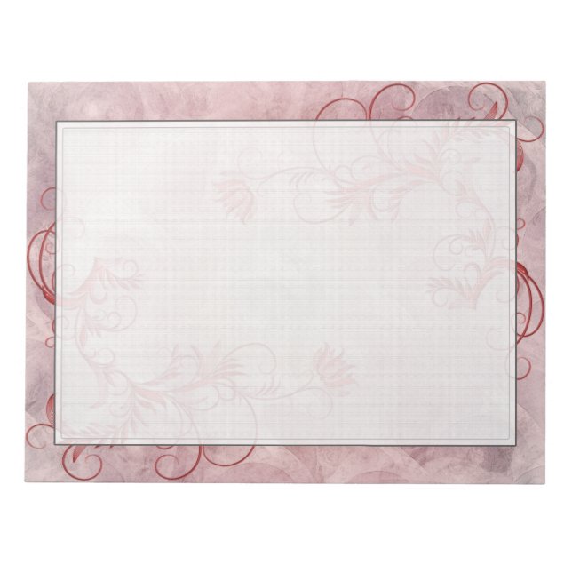 Red Floral Grunge Changeable Colour  Border Notepa Notepad (Front)