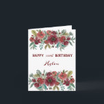 Red Floral Happy 70th Birthday Card<br><div class="desc">This red floral card birthday card can be personalised (age and Name of celebrant)</div>