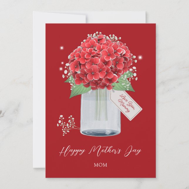 Red Floral Happy Mother's Day Card (Front)