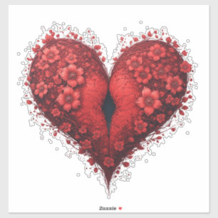 Red Floral Heart Design With Blooming Flowers