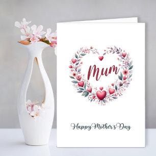 Red Floral Heart Mother's Day Holiday Card