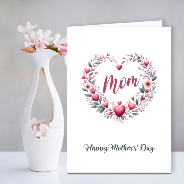 Red Floral Heart Mother's Day Holiday Card (Creator Uploaded)