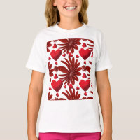 Red Floral Heart Pattern Aesthetic Romantic Flower