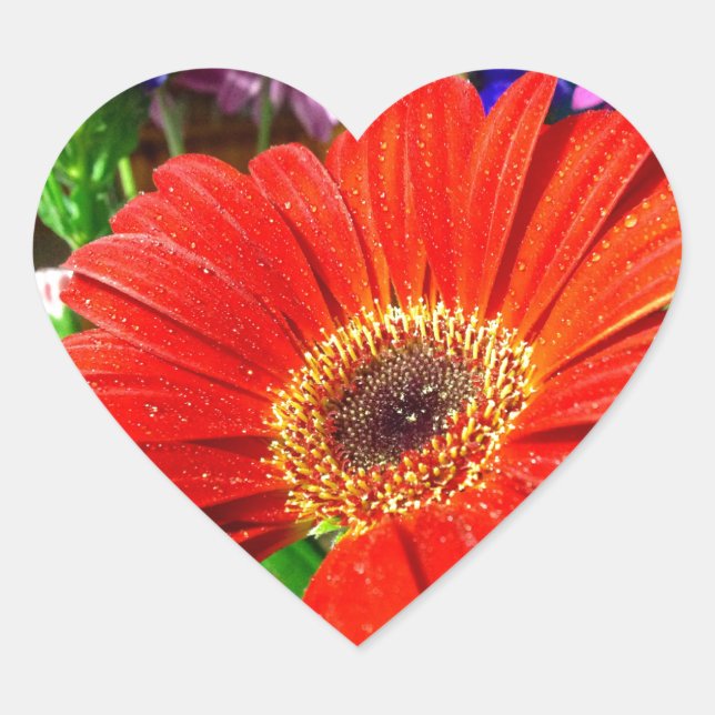 Red floral heart sticker (Front)