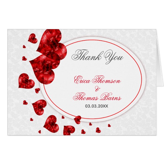 Red Floral Hearts And Damask (Front Horizontal)