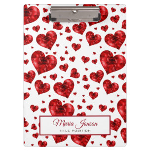 Red Floral Hearts Clipboard