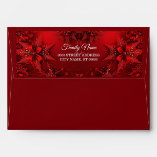 Red Floral Holiday Christmas Envelope