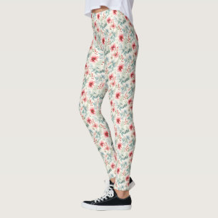 Red Floral Holiday Legging