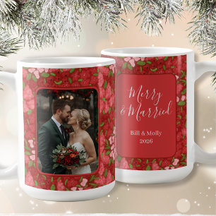 Red Floral Holiday Personalised Photo Coffee Mug
