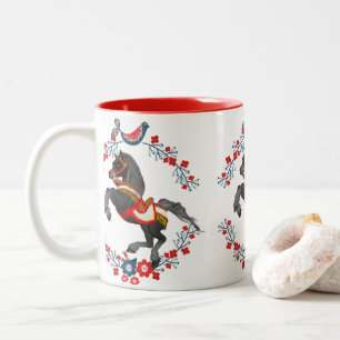 Red Floral Horse  Mug